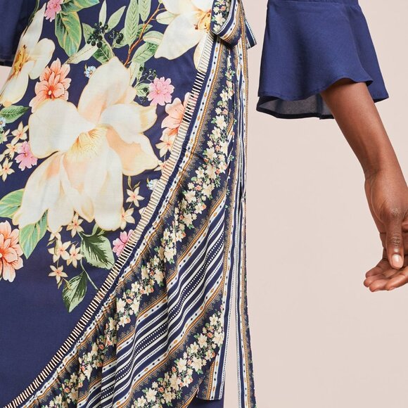 Farm Rio Midnight Flower Wrap Maxi Dress XL - Picture 3 of 14